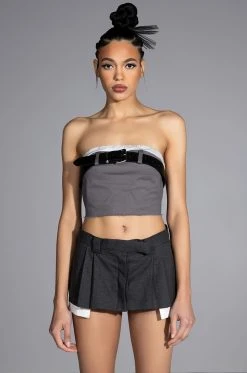 KISSES TAILORED SKORT -AKIRA Shop giovana tailored skort charcoal grey 2 2