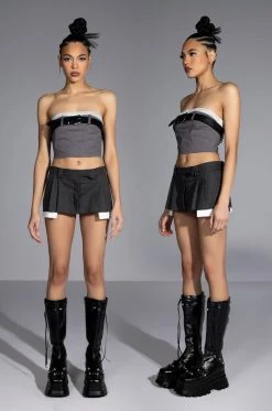 KISSES TAILORED SKORT -AKIRA Shop giovana tailored skort charcoal grey 5 5
