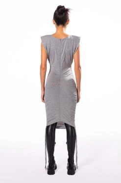 GIRL NEXT DOOR RUCHED MIDI DRESS -AKIRA Shop girl next door ruched midi dress heather grey 6 6