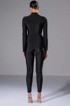 GIVE YOU A CHANCE ZIP UP CATSUIT -AKIRA Shop give you a chance zip up catsuit black 5 5