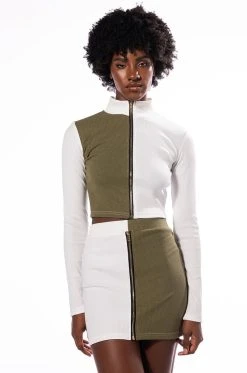 HALF N HALF ZIPPER SKIRT 14 HALF N HALF ZIPPER SKIRT -AKIRA Shop half n half zipper skirt white multi 3 3