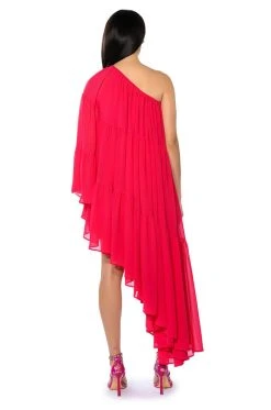 HARLOW ONE SHOULDER ASYMMETRICAL MAXI DRESS -AKIRA Shop harlow one shoulder asymmetrical maxi dress pink 5 5