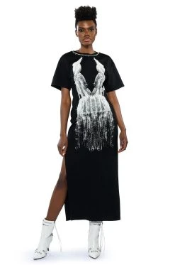 Alternative view of ILLUSIONS EMBELLISHED SPIKE DETAIL GRAPHIC MAXI DRESS