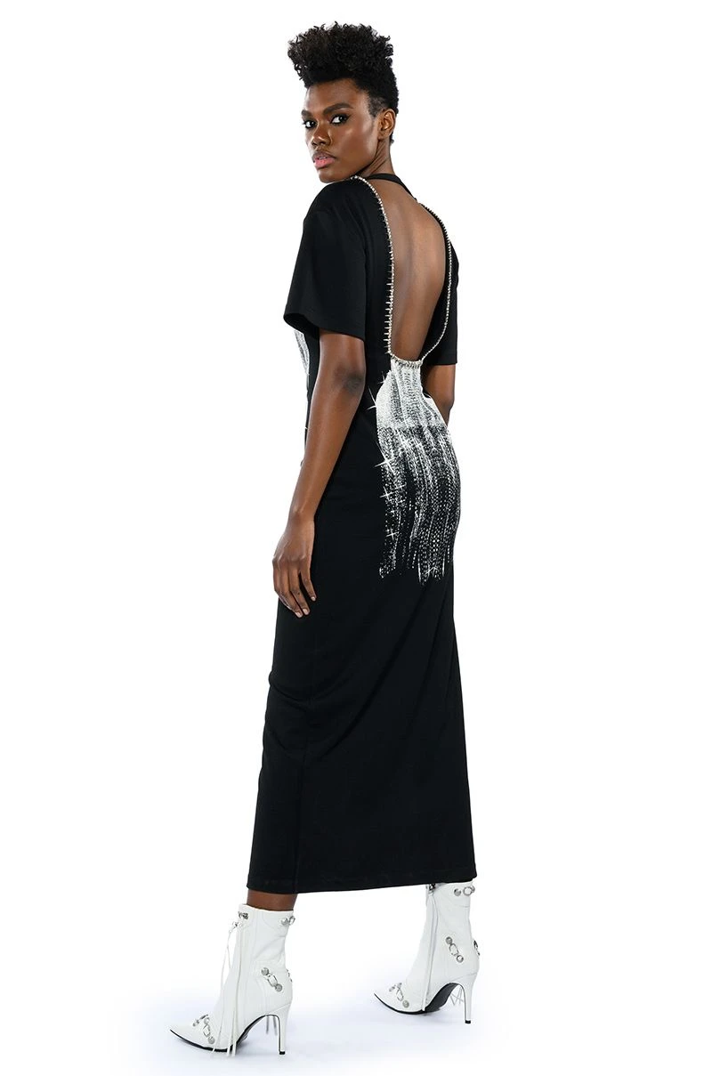 ILLUSIONS EMBELLISHED SPIKE DETAIL GRAPHIC MAXI DRESS 6 ILLUSIONS EMBELLISHED SPIKE DETAIL GRAPHIC MAXI DRESS - Image 4