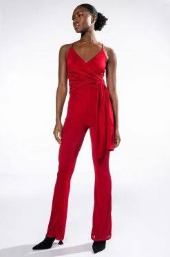 ITS ALL FOR YOU TIE FRONT SLEEVELESS JUMPSUIT