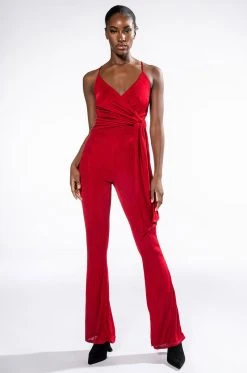 Alternative view of ITS ALL FOR YOU TIE FRONT SLEEVELESS JUMPSUIT