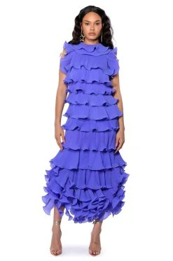 Alternative view of IT'S GIVING FLUTED MAXI DRESS