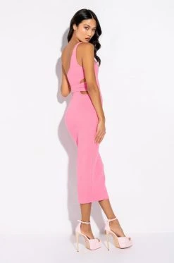 Alternative view of KEEP IT REAL ONE SHOULDER MIDI DRESS