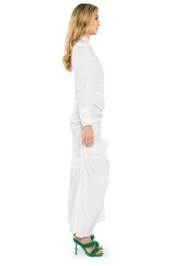 LALA BUTTON DOWN MAXI DRESS -AKIRA Shop lala button down maxi dress white 4 4