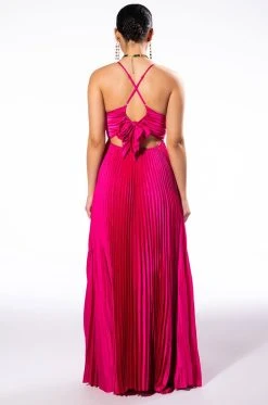 LILY PLEATED SATIN MAXI DRESS 14 LILY PLEATED SATIN MAXI DRESS -AKIRA Shop lily pleated satin maxi dress pink 6 6