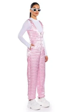 Alternative view of LUSH QUILTED SATIN SLEEVELESS JUMPSUIT