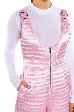 LUSH QUILTED SATIN SLEEVELESS JUMPSUIT -AKIRA Shop lush quilted satin sleeveless jumpsuit pink 5 5