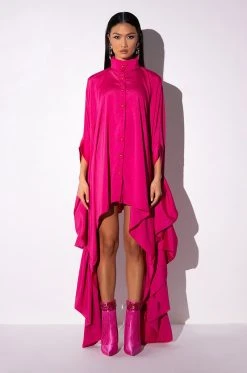 MAKE A MOVE STATEMENT REVERSIBLE BUTTON DOWN HIGH LOW DRESS -AKIRA Shop make a move statement button down blouse fuchsia 6 6