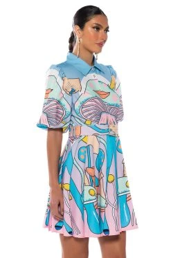 MY FANTASY COLLARED MINI DRESS -AKIRA Shop my fantasy collared mini dress blue multi 3 3 c1