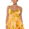 MY OWN STRIDE PATTERNED MINI ROMPER -AKIRA Shop my own stride patterned mini romper yellow multi 1 1