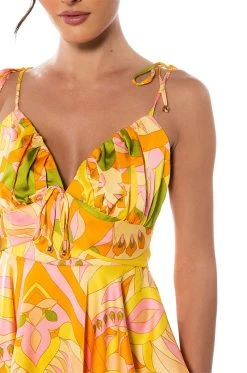 MY OWN STRIDE PATTERNED MINI ROMPER -AKIRA Shop my own stride patterned mini romper yellow multi 5 5