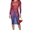 NOTHING BUT TROUBLE LONG SLEEVE MIDI DRESS -AKIRA Shop nothing but trouble long sleeve midi dress pink multi 1 1