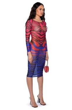 Alternative view of NOTHING BUT TROUBLE LONG SLEEVE MIDI DRESS