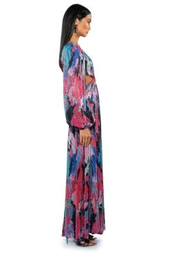 ON MY WAY LONG SLEEVE MAXI DRESS -AKIRA Shop on my way long sleeve maxi dress black multi 3 3