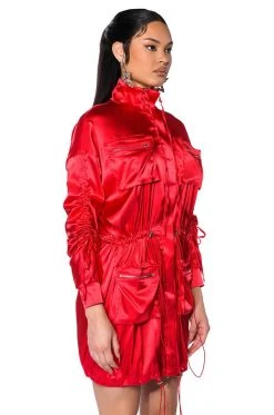 Alternative view of ON THE ROAD SATIN UTILITY MINI DRESS