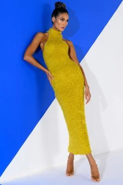 Alternative view of ON WE GO TEXTURED MAXI DRESS IN CHARTREUSE