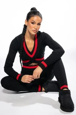 ONE LOVE STRIPE SWEATER LEGGING -AKIRA Shop one love stripe sweater legging red multi 4 4