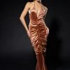 ONE NIGHT ONLY RUCHED METALLIC MAXI DRESS -AKIRA Shop one night only ruched metallic maxi dress gold 1 1