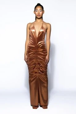 Alternative view of ONE NIGHT ONLY RUCHED METALLIC MAXI DRESS