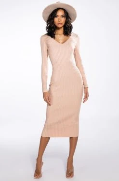 Alternative view of PAXTON LOOKING GOOD FEELING FINE RIBBED KNIT MIDI DRESS
