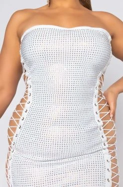 PLUS ALL THE RIGHT PLACES BANDAGE MINI DRESS -AKIRA Shop plus all the right places bandage mini dress white 4