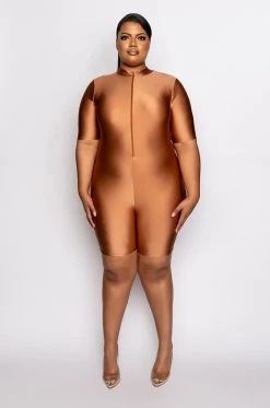 PLUS ON MY TIME MOCK NECK ROMPER -AKIRA Shop plus on my time mock neck romper mauve 8 8