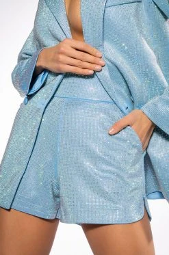 Alternative view of POP STAR SHINE BRIGHT RHINESTONE HOT SHORT IN LIGHT BLUE