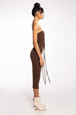 Alternative view of PRETTY PLEASE TUBE CORSET TOP MIDI DRESS