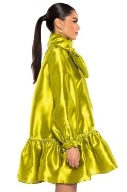 PUFF SLEEVE DROP WAIST MINI DRESS -AKIRA Shop puff sleeve drop waist mini dress green 5 5