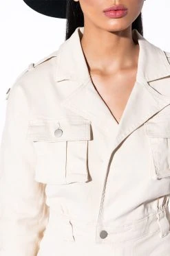 READY FOR ANYTHING LONG SLEEVE UTILITY ROMPER -AKIRA Shop ready for anything long sleeve utility romper ivory 7 7
