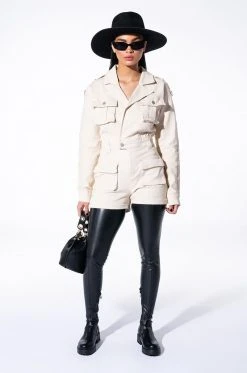 READY FOR ANYTHING LONG SLEEVE UTILITY ROMPER -AKIRA Shop ready for anything long sleeve utility romper ivory 8 8