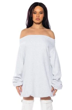 Alternative view of RELAXED CUTIE FRENCH TERRY OFF THE SHOULDER MINI DRESS