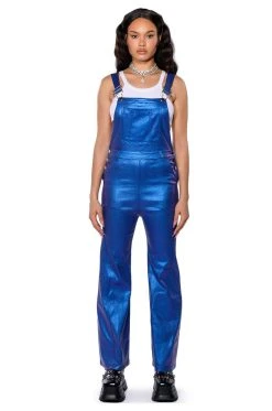 Alternative view of STAY WAVY METALLIC OVERALLS