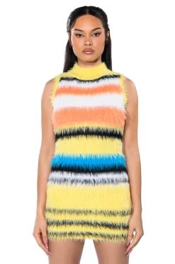 Alternative view of STRIPED FUZZY SWEATER DRESS