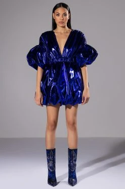 Alternative view of SUPERSTAR METALLIC V NECK MINI DRESS