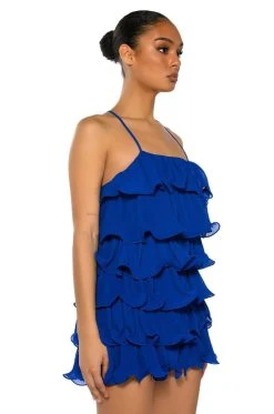 Alternative view of SWEETIE PLEATED RUFFLE SLEEVELESS MINI DRESS