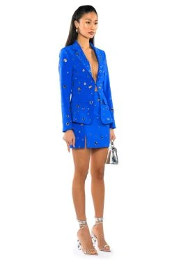 TAKE A BOW MINI SKIRT WITH SLIT -AKIRA Shop take a bow mini skirt with slit royal blue 4 4