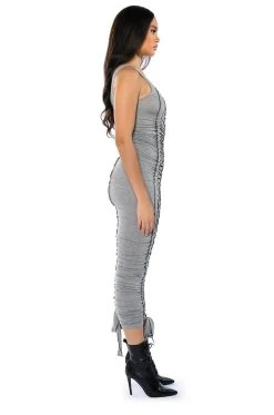 TAKE ME AWAY CINCHED MAXI DRESS -AKIRA Shop take me away cinched maxi dress black grey 3 3