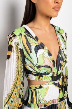 TOO GOOD TO YA ROMPER WITH CUT OUTS -AKIRA Shop too good to ya romper with cut outs green multi 8 8