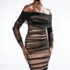 TRES CHIC LONG SLEEVE OFF THE SHOULDER MIDI DRESS -AKIRA Shop tres chic long sleeve off the shoulder midi dress black 1 1