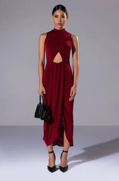 WALK THE WALK SLEEVELESS MIDI DRESS -AKIRA Shop walk the walk sleeveless midi dress burgundy 3 3