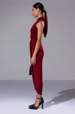 WALK THE WALK SLEEVELESS MIDI DRESS -AKIRA Shop walk the walk sleeveless midi dress burgundy 4 4