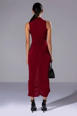 WALK THE WALK SLEEVELESS MIDI DRESS -AKIRA Shop walk the walk sleeveless midi dress burgundy 5 5