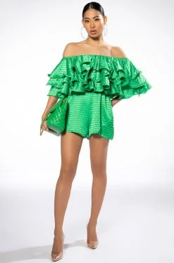 Alternative view of WEEKEND OFF THE SHOULDER RUFFLE ROMPER