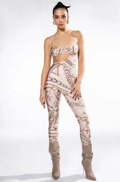 Alternative view of WILD RIDE RHINESTONE EMBELLISHED CUTOUT JUMPSUIT